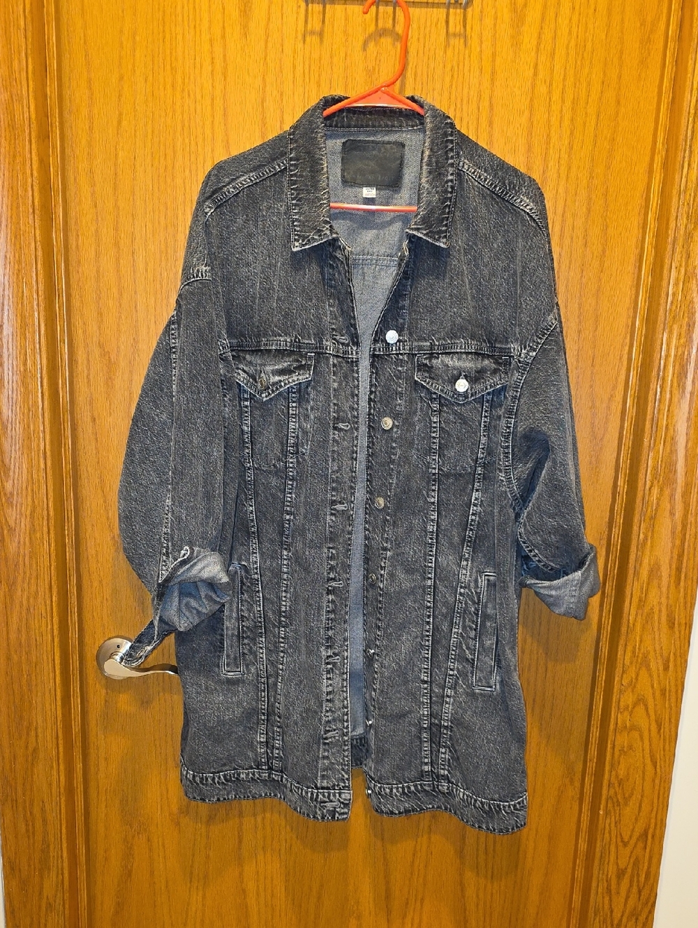 American Eagle Outfitters Black Washed Oversized Jean Jacket